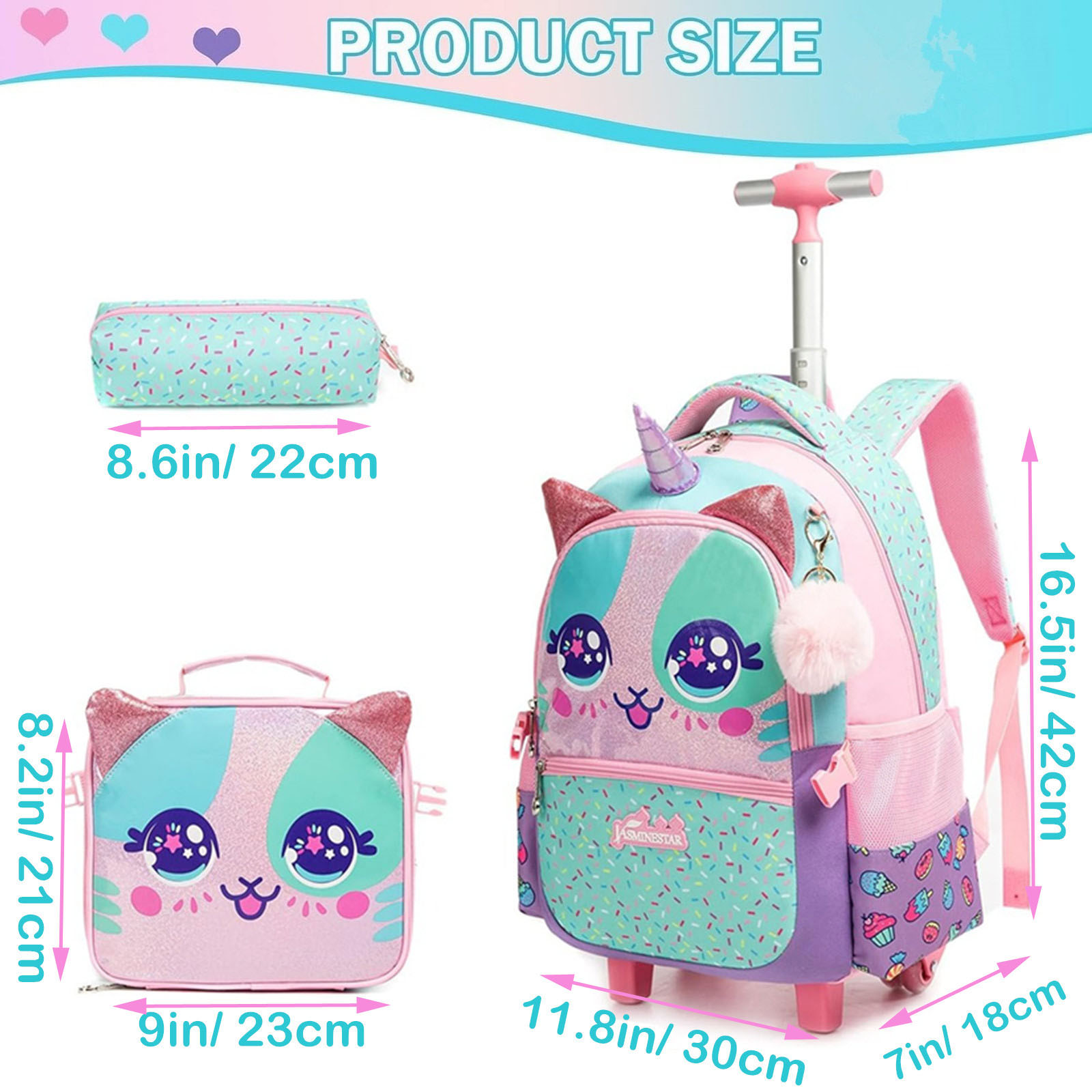 3PCS Cute Rolling Backpack for - Travel Accessories Toddler のレビューと価格