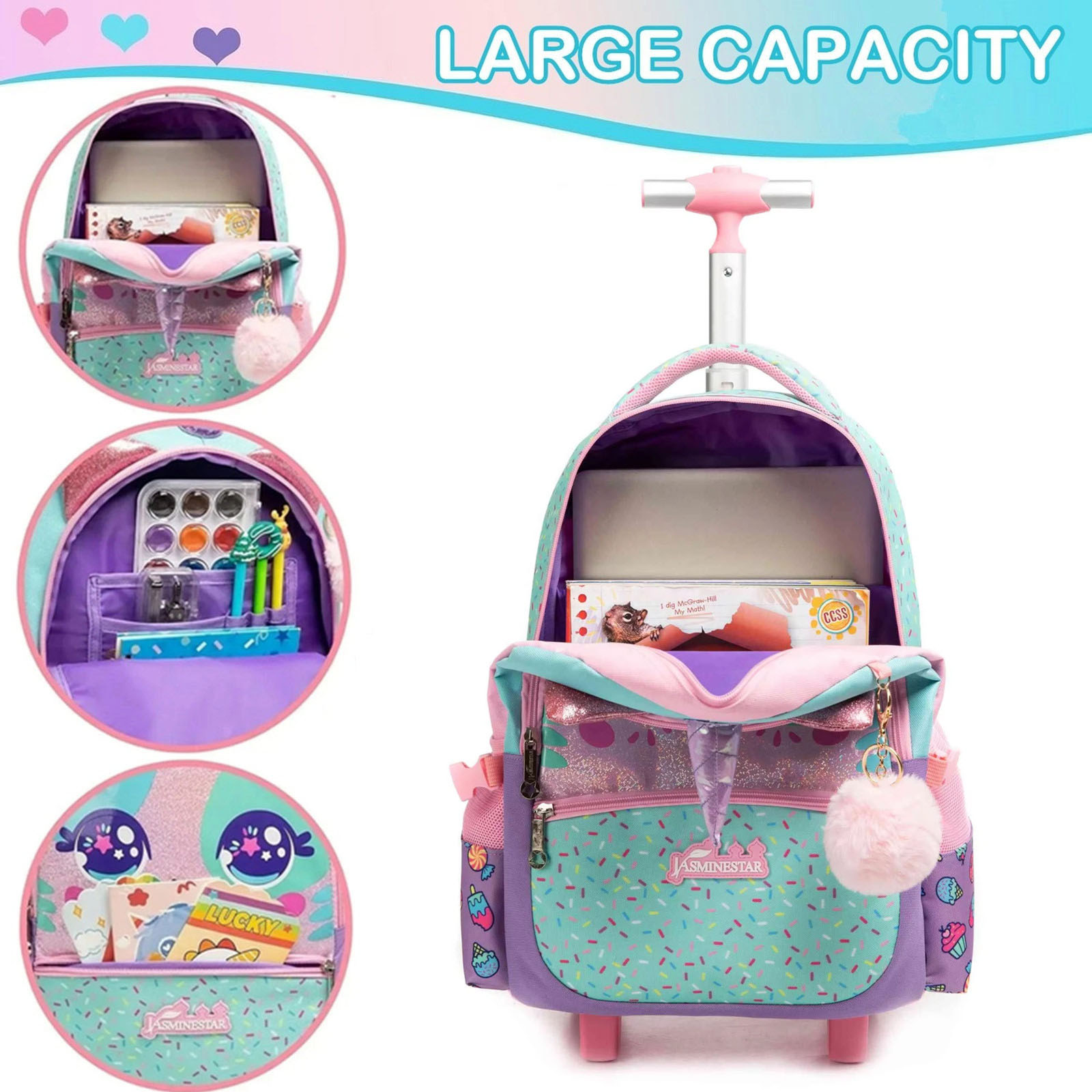 3PCS Cute Rolling Backpack for - Travel Accessories Toddler のレビューと価格