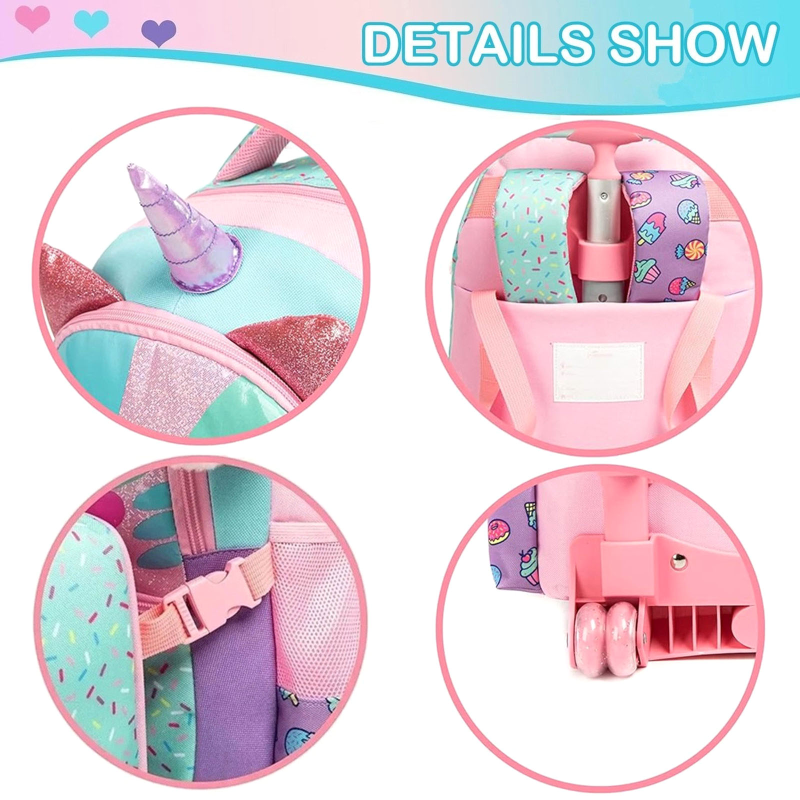3PCS Cute Rolling Backpack for - Travel Accessories Toddler のレビューと価格