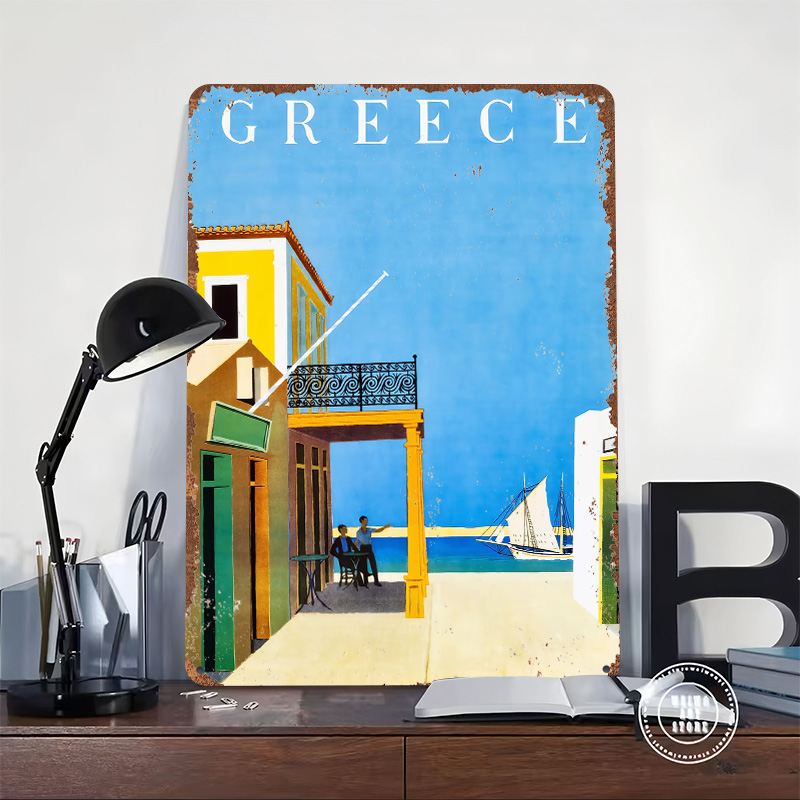 Greece Travel Metal Poster Cus - Travel Accessories Greece のレビューと価格