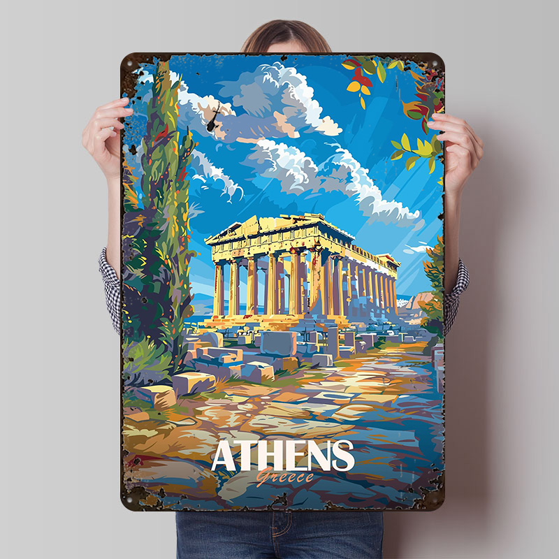 Greece City Travel Tin Sign Wa - Travel Accessories Greece のレビューと価格
