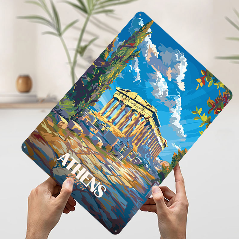 Greece City Travel Tin Sign Wa - Travel Accessories Greece のレビューと価格