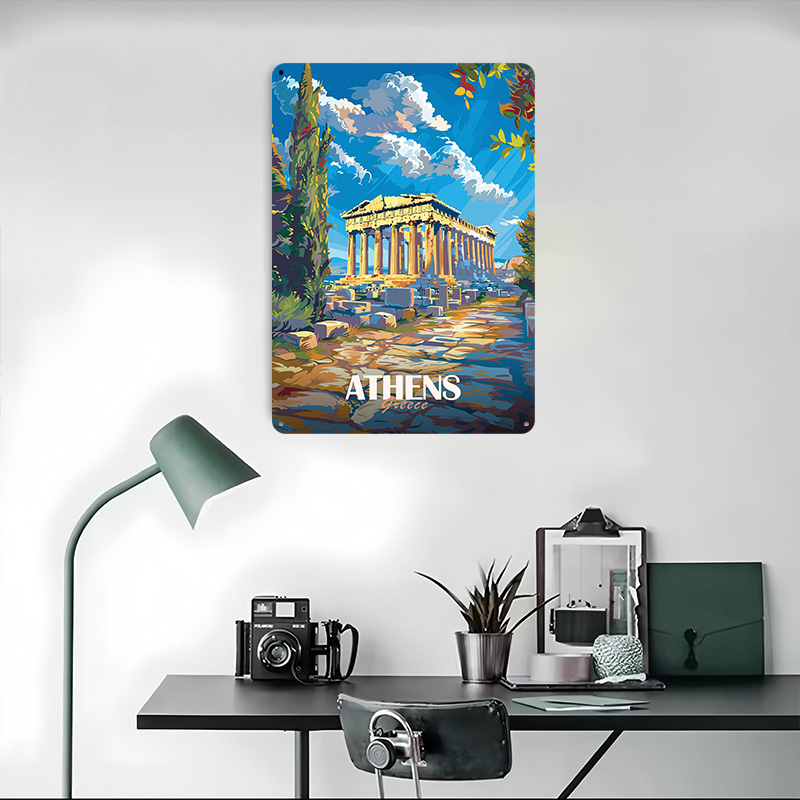 Greece City Travel Tin Sign Wa - Travel Accessories Greece のレビューと価格