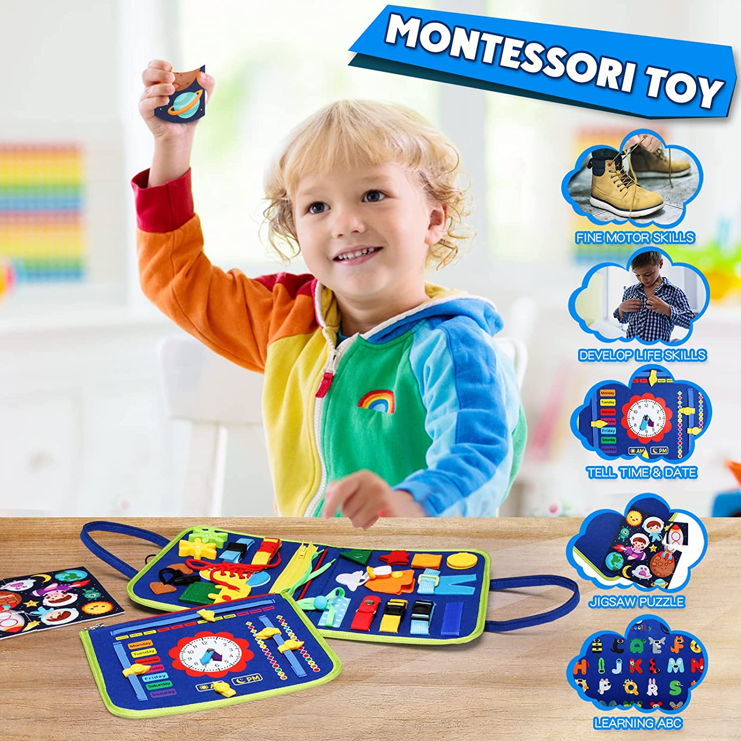 Montessori Busy Board for Todd - Travel Accessories Toddler のレビューと価格